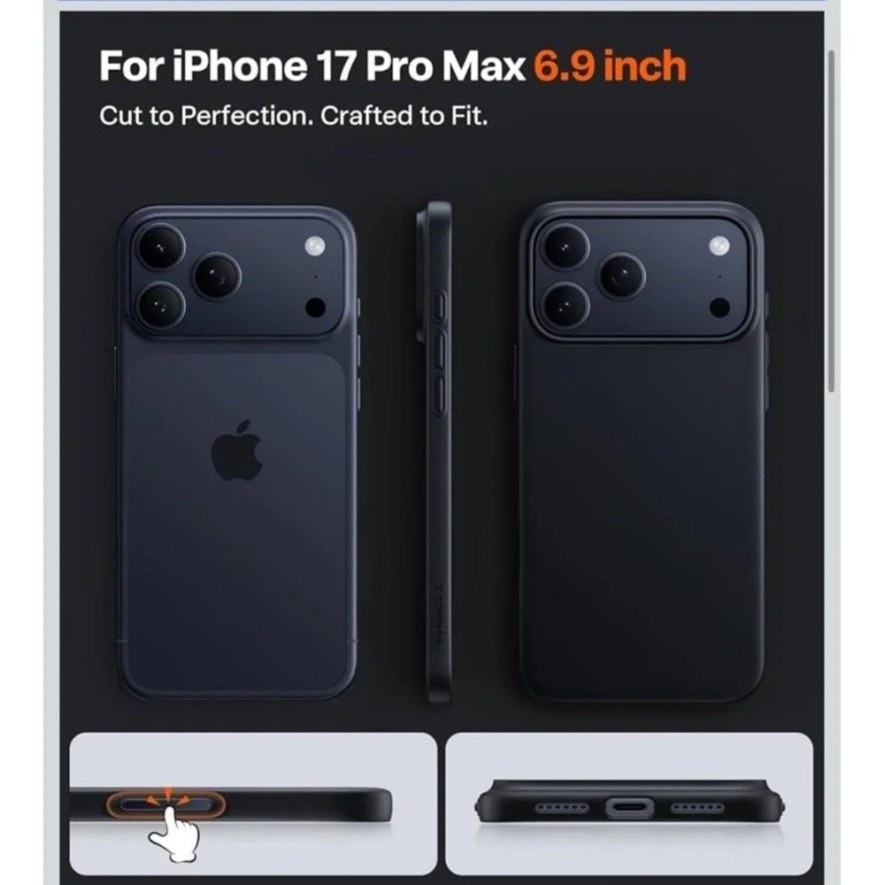 TORRAS Magnetic Slim-Fit for iPhone 17 PRO MAX Case, Ultra-Thin- Black‎